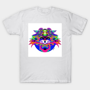 eye in the sky in kaiju sphinx madness ecopop mexican patterns and colors T-Shirt